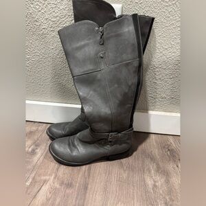 G By Guess Gray Leather Knee-High Boots Size 8.5